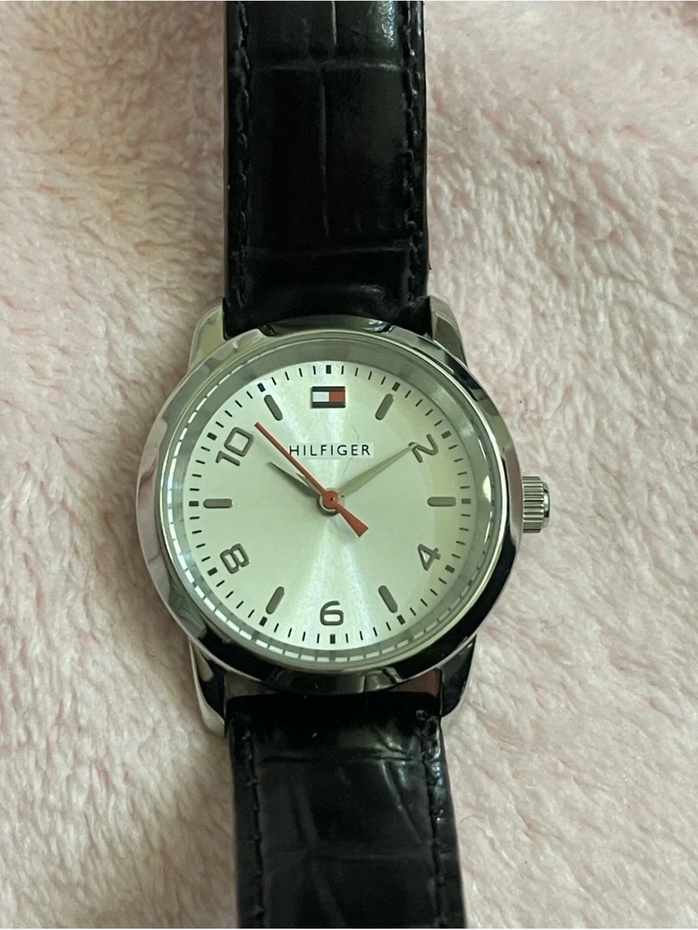 Tommy Hilfiger Women’s Watch 30mm Silver Dial Quartz Black Croc Leather Strap